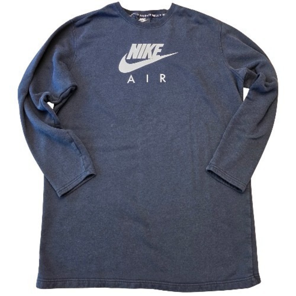 Nike Air L Dress Women's Black Fleece Sweatshirt Crew Neck Loose Fit Athleisure - Picture 2 of 16